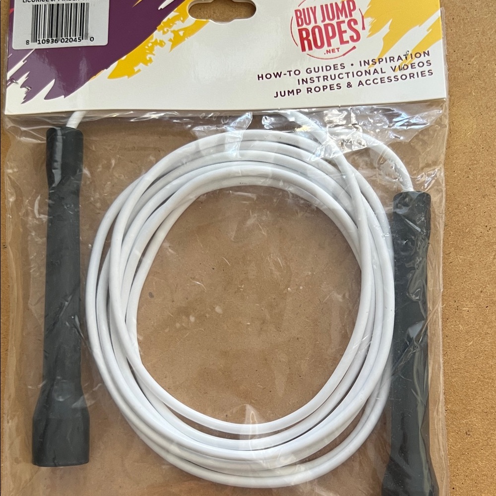 Jump Rope with Black Handles and White Cord